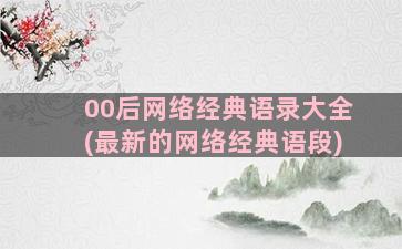 00后网络经典语录大全(最新的网络经典语段)