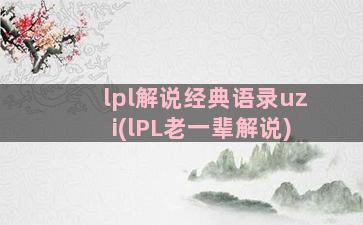 lpl解说经典语录uzi(lPL老一辈解说)