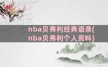 nba贝弗利经典语录(nba贝弗利个人资料)