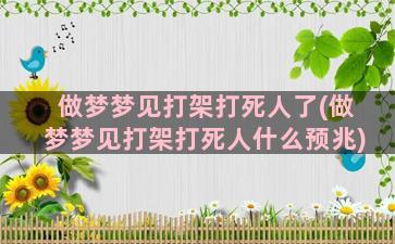 做梦梦见打架打死人了(做梦梦见打架打死人什么预兆)