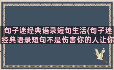 句子迷经典语录短句生活(句子迷经典语录短句不是伤害你的人让你成长)