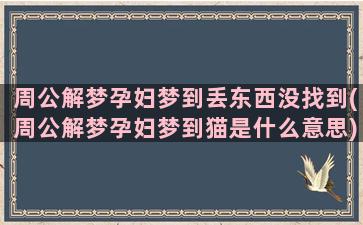 周公解梦孕妇梦到丢东西没找到(周公解梦孕妇梦到猫是什么意思)