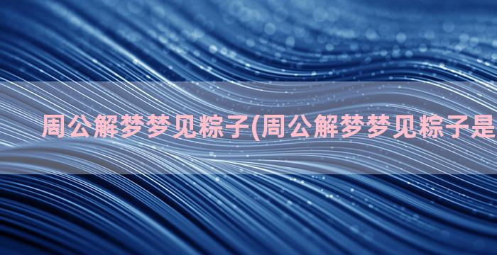 周公解梦梦见粽子(周公解梦梦见粽子是什么意思)