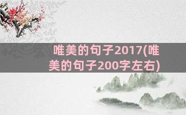 唯美的句子2017(唯美的句子200字左右)