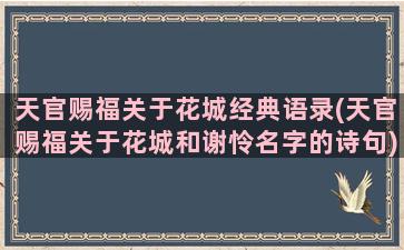 天官赐福关于花城经典语录(天官赐福关于花城和谢怜名字的诗句)