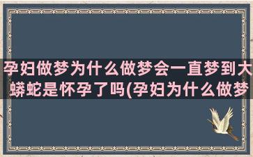 孕妇做梦为什么做梦会一直梦到大蟒蛇是怀孕了吗(孕妇为什么做梦多)