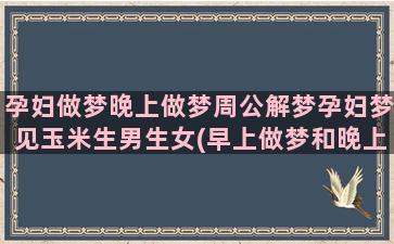 孕妇做梦晚上做梦周公解梦孕妇梦见玉米生男生女(早上做梦和晚上做梦哪个比较准)