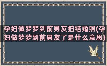 孕妇做梦梦到前男友拍结婚照(孕妇做梦梦到前男友了是什么意思)