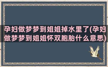 孕妇做梦梦到姐姐掉水里了(孕妇做梦梦到姐姐怀双胞胎什么意思)