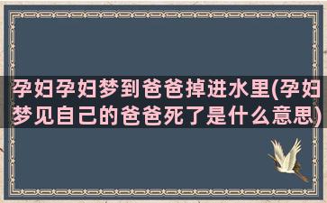 孕妇孕妇梦到爸爸掉进水里(孕妇梦见自己的爸爸死了是什么意思)