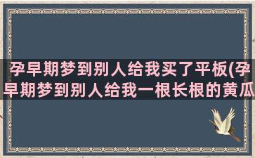 孕早期梦到别人给我买了平板(孕早期梦到别人给我一根长根的黄瓜)