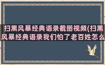 扫黑风暴经典语录截图视频(扫黑风暴经典语录我们怕了老百姓怎么办)