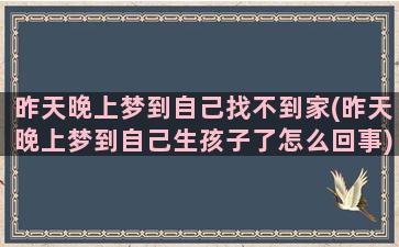 昨天晚上梦到自己找不到家(昨天晚上梦到自己生孩子了怎么回事)