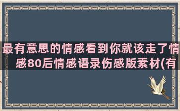 最有意思的情感看到你就该走了情感80后情感语录伤感版素材(有意思的情感文案)