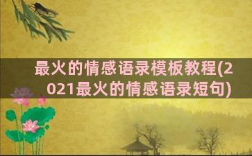 最火的情感语录模板教程(2021最火的情感语录短句)