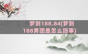 梦到188.84(梦到188男团是怎么回事)