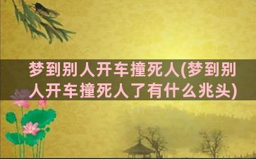 梦到别人开车撞死人(梦到别人开车撞死人了有什么兆头)