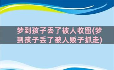 梦到孩子丢了被人收留(梦到孩子丢了被人贩子抓走)