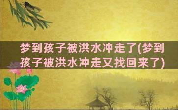 梦到孩子被洪水冲走了(梦到孩子被洪水冲走又找回来了)