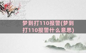 梦到打110报警(梦到打110报警什么意思)