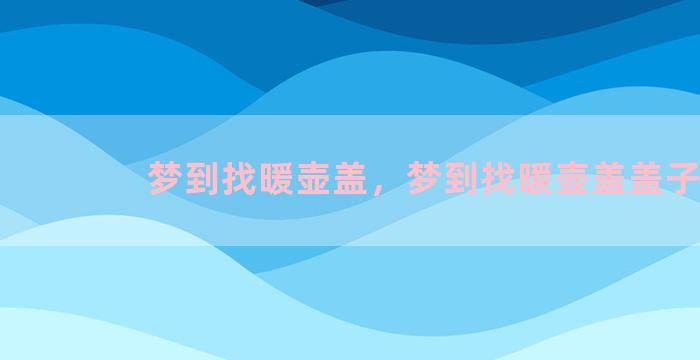 梦到找暖壶盖，梦到找暖壶盖盖子