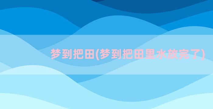 梦到把田(梦到把田里水放完了)