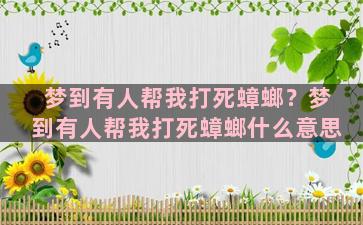 梦到有人帮我打死蟑螂？梦到有人帮我打死蟑螂什么意思