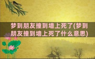 梦到朋友撞到墙上死了(梦到朋友撞到墙上死了什么意思)