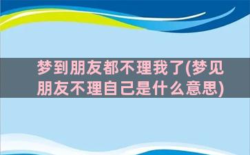 梦到朋友都不理我了(梦见朋友不理自己是什么意思)