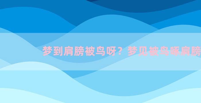 梦到肩膀被鸟呀？梦见被鸟啄肩膀