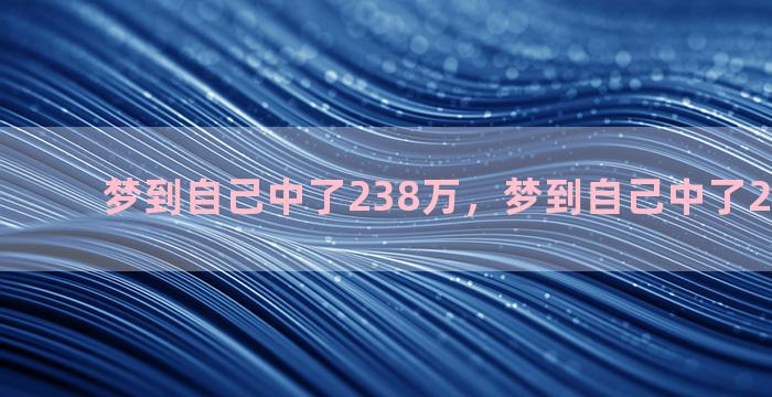 梦到自己中了238万，梦到自己中了238万彩票