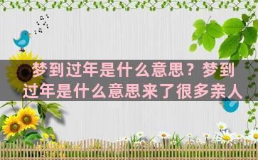 梦到过年是什么意思？梦到过年是什么意思来了很多亲人