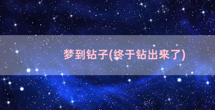 梦到钻子(终于钻出来了)