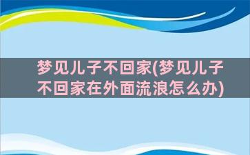 梦见儿子不回家(梦见儿子不回家在外面流浪怎么办)