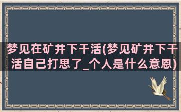 梦见在矿井下干活(梦见矿井下干活自己打思了_个人是什么意恩)