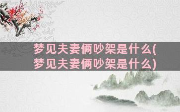 梦见夫妻俩吵架是什么(梦见夫妻俩吵架是什么)