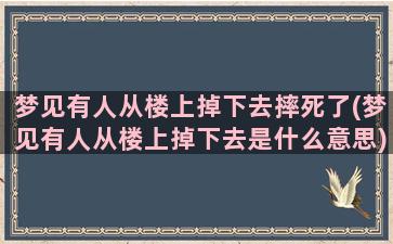 梦见有人从楼上掉下去摔死了(梦见有人从楼上掉下去是什么意思)