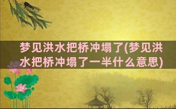 梦见洪水把桥冲塌了(梦见洪水把桥冲塌了一半什么意思)