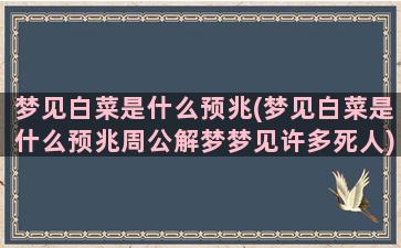 梦见白菜是什么预兆(梦见白菜是什么预兆周公解梦梦见许多死人)