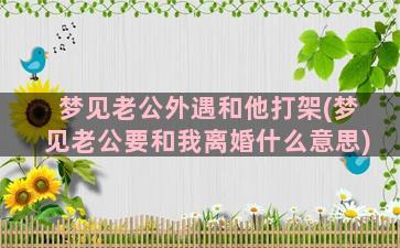 梦见老公外遇和他打架(梦见老公要和我离婚什么意思)