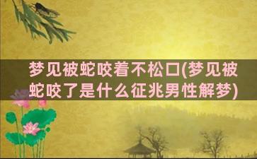 梦见被蛇咬着不松口(梦见被蛇咬了是什么征兆男性解梦)