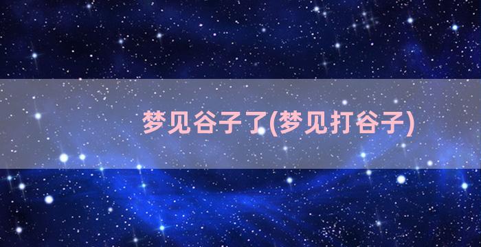 梦见谷子了(梦见打谷子)