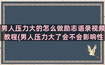 男人压力大的怎么做励志语录视频教程(男人压力大了会不会影响性功能)