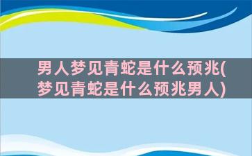 男人梦见青蛇是什么预兆(梦见青蛇是什么预兆男人)