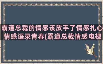 霸道总裁的情感该放手了情感扎心情感语录青春(霸道总裁情感电视剧)