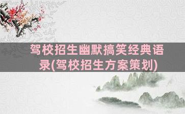 驾校招生幽默搞笑经典语录(驾校招生方案策划)